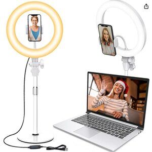 NIB Desktop Ring Light with Stand and Phone Holder (white, 10.5")